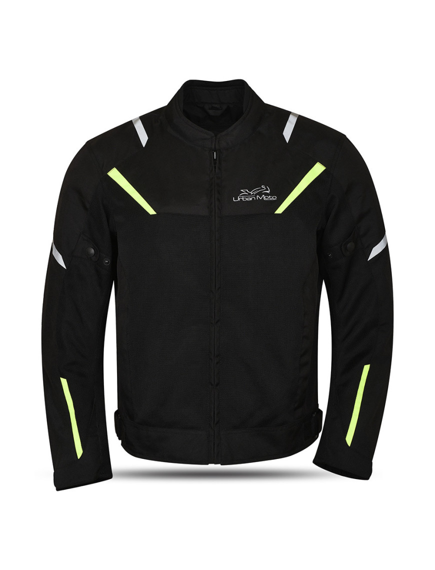 Motor Bike Jacket | For Men | Black & Green | Urban Moto